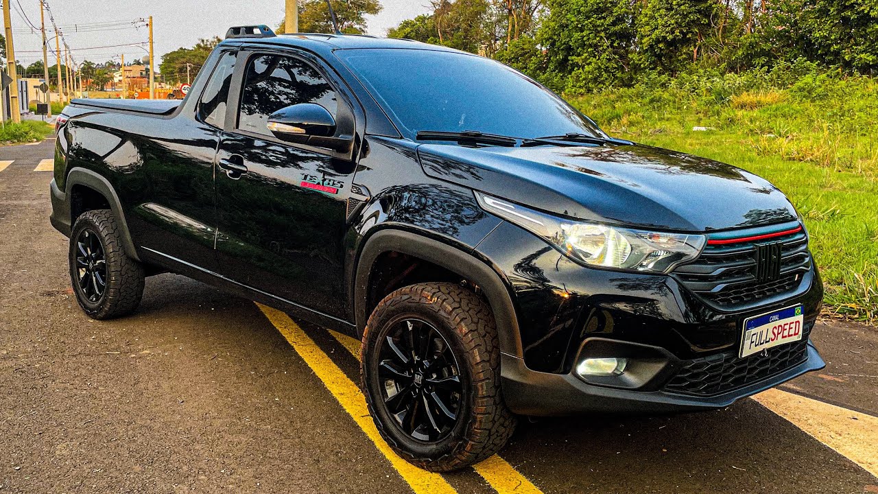 NOVA FIAT STRADA FREEDOM 2024 ALL BLACK STAGE 1, CHIP DE PEDAL, ESPAÇADORES, LIFT E MUITO MAIS!!
