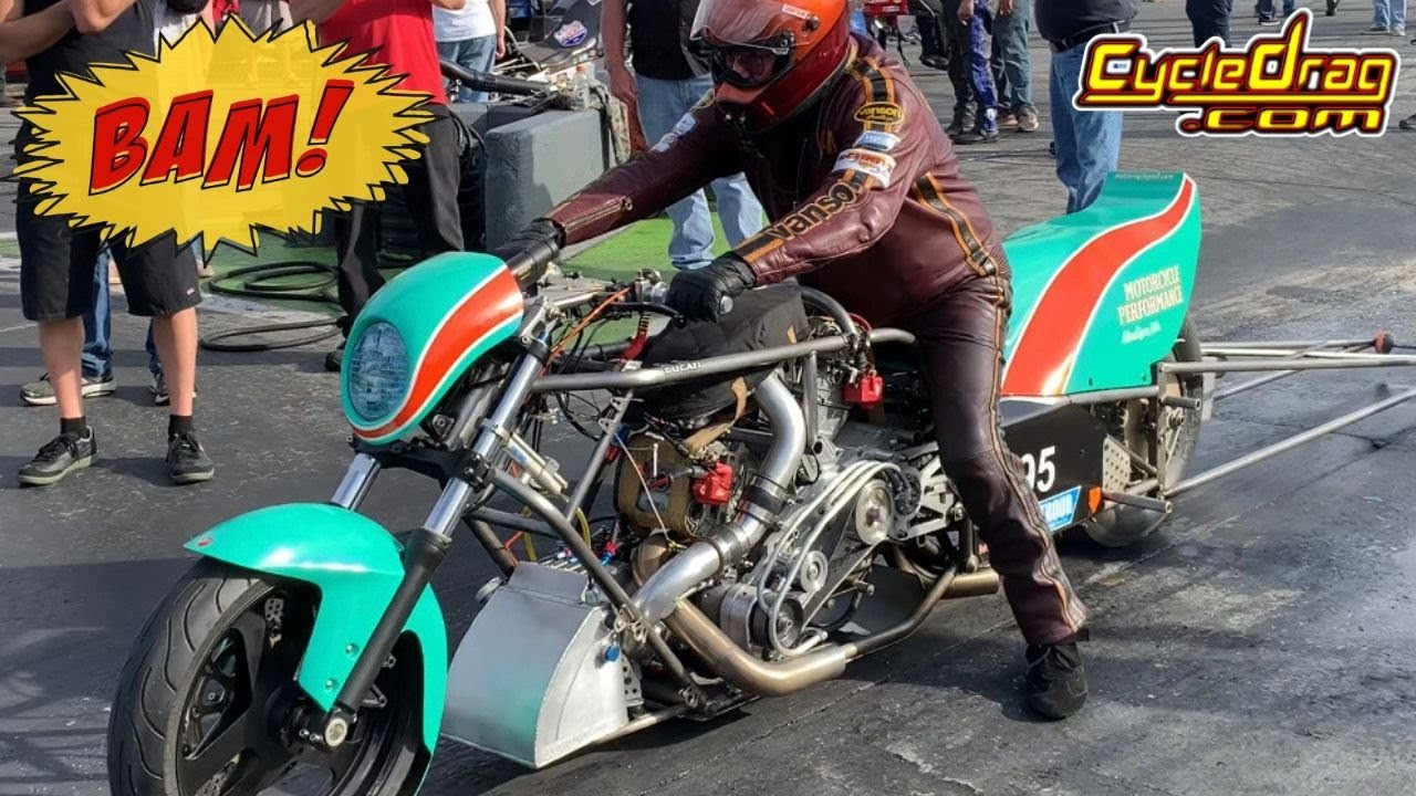 ONE OF A KIND SUPERCHARGED DUCATI SPLITS ENGINE IN HALF! MOTORCYCLE DRAG RACING GONE WRONG!