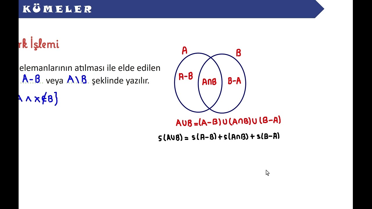 kümelerde fark alma işlemi🔆anlatım ve özellikler