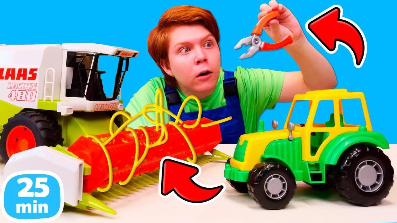 Vidéo en français pour garçons "Oups, c'est cassé!" Quatre séries de jeux avec voitures pour enfants