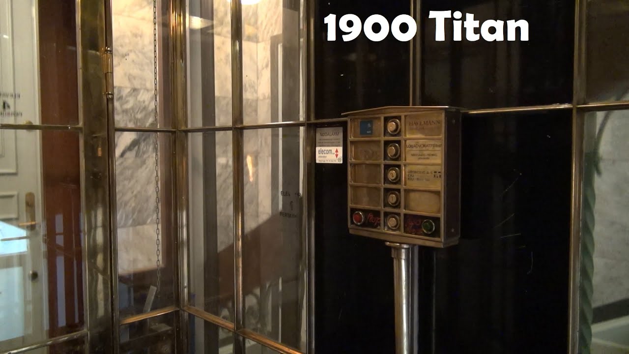Historic 1900 Titan Elevator at Frederiksberggade 2 in Copenhagen, Denmark