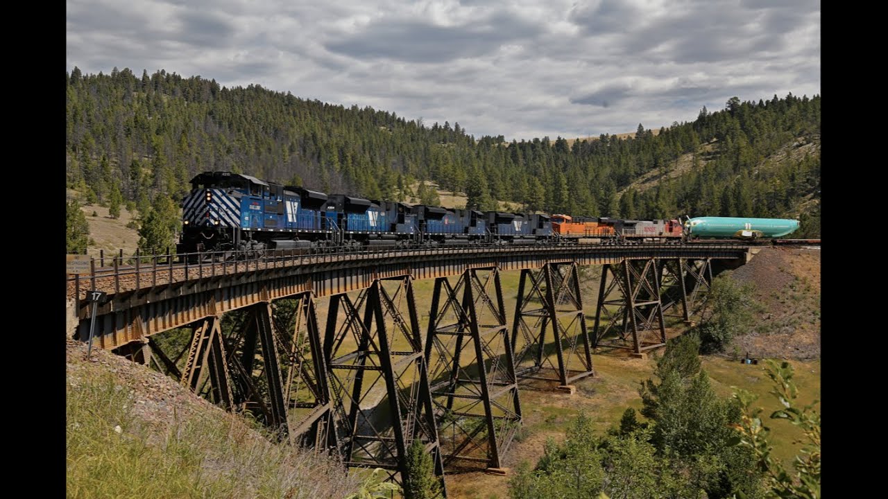 BNSF/MRL Mullan Pass- Heavy Coal Load, Mid Train Helpers and Boeing 737s!