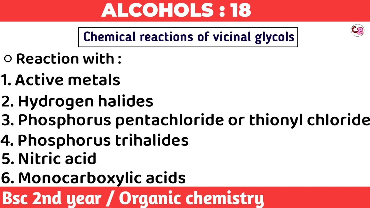 Chemical reactions of vicinal glycols : 01  | Alcohols - Bsc 2nd year organic chemistry