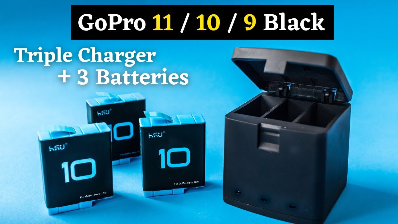 3 GoPro Batteries + Triple Charger HSU 3 Pack Review