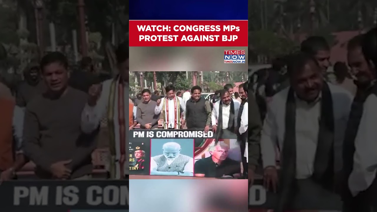 Delhi: Congress MPs Stage Demonstration Inside Parliament against BJP Government #shorts