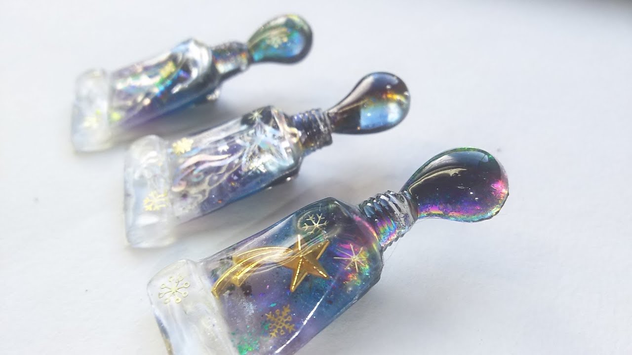 ＵVレジン 冬の夜空カラーの絵の具マグネット作ってみた  resin