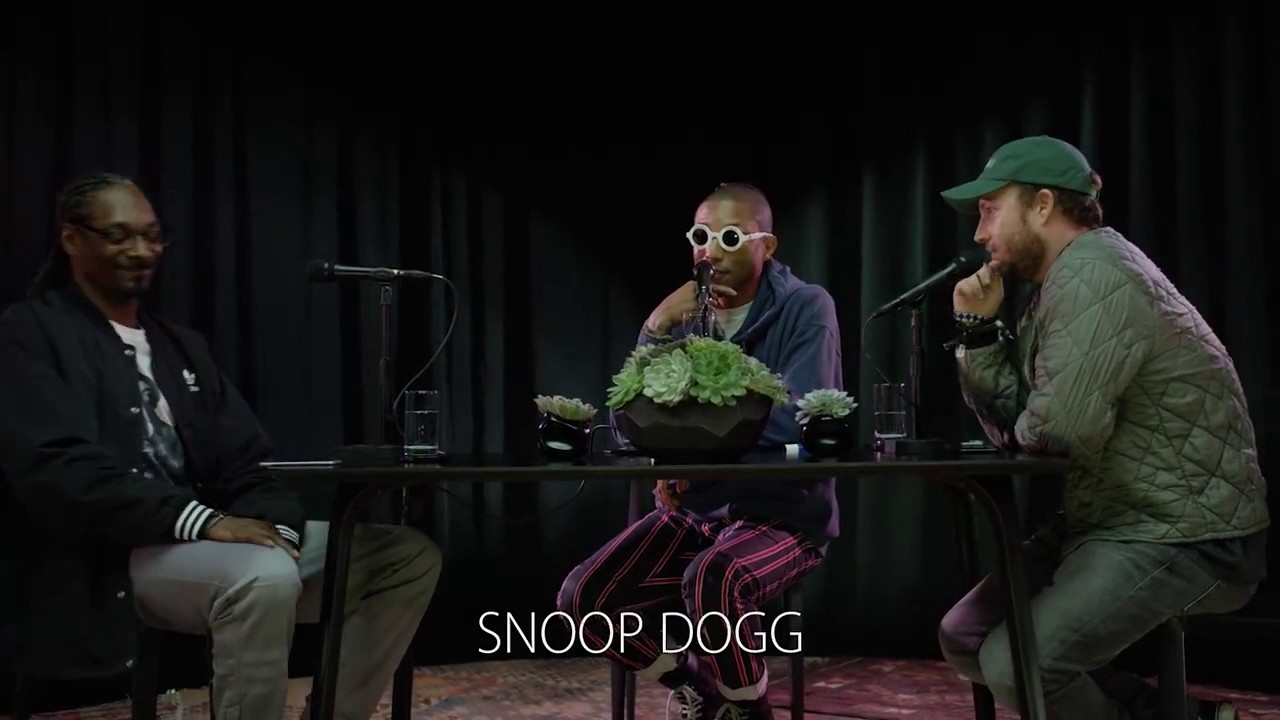 Pharrell and Snoop Dogg telling Caviar Gold Studio stories with Stevie Wonder