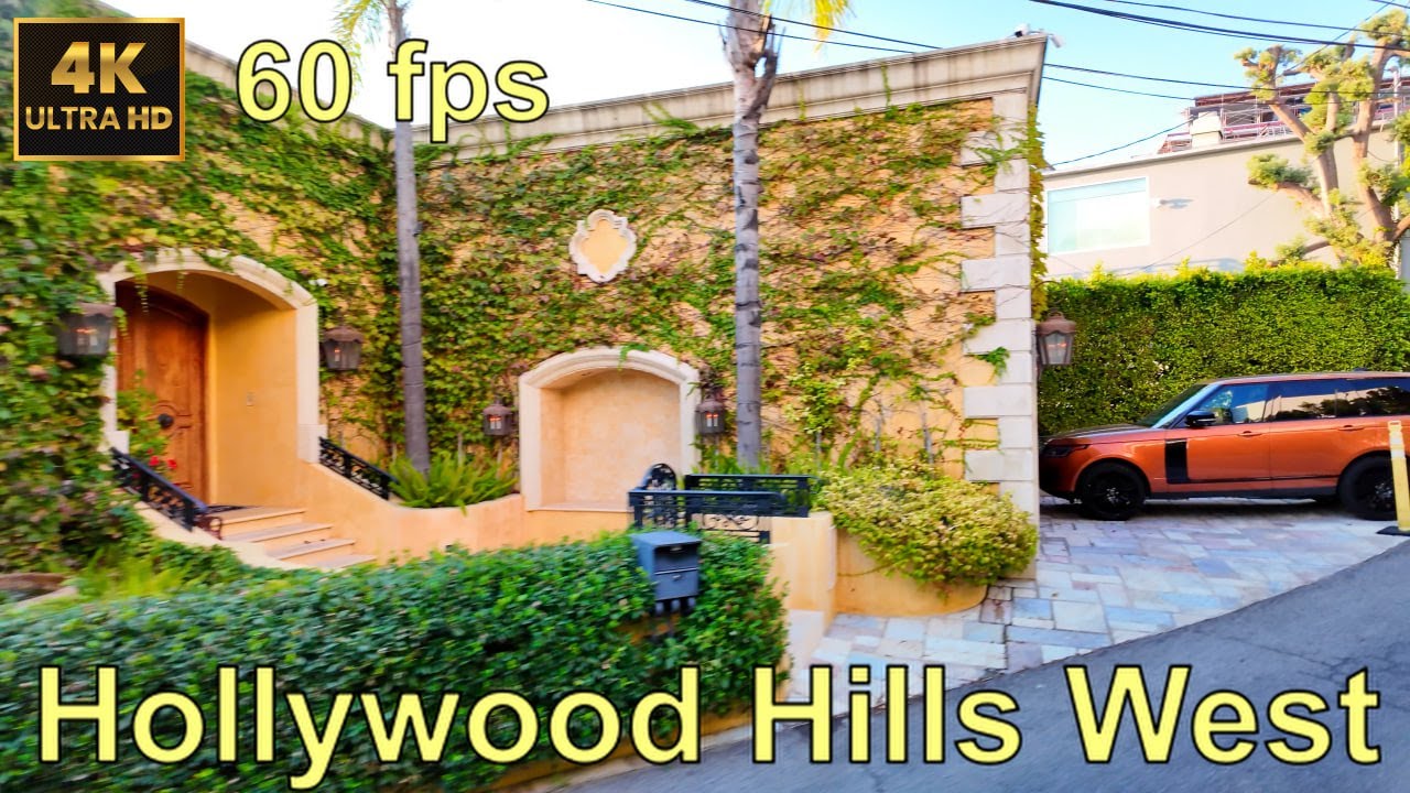Luxury homes in Hollywood Hills West, Los Angeles, California - Relaxing Drive ASMR 4K 60fps