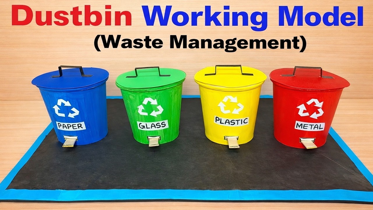 dustbin working model for science exhibition using paper cups - diy - howtofunda  - waste management