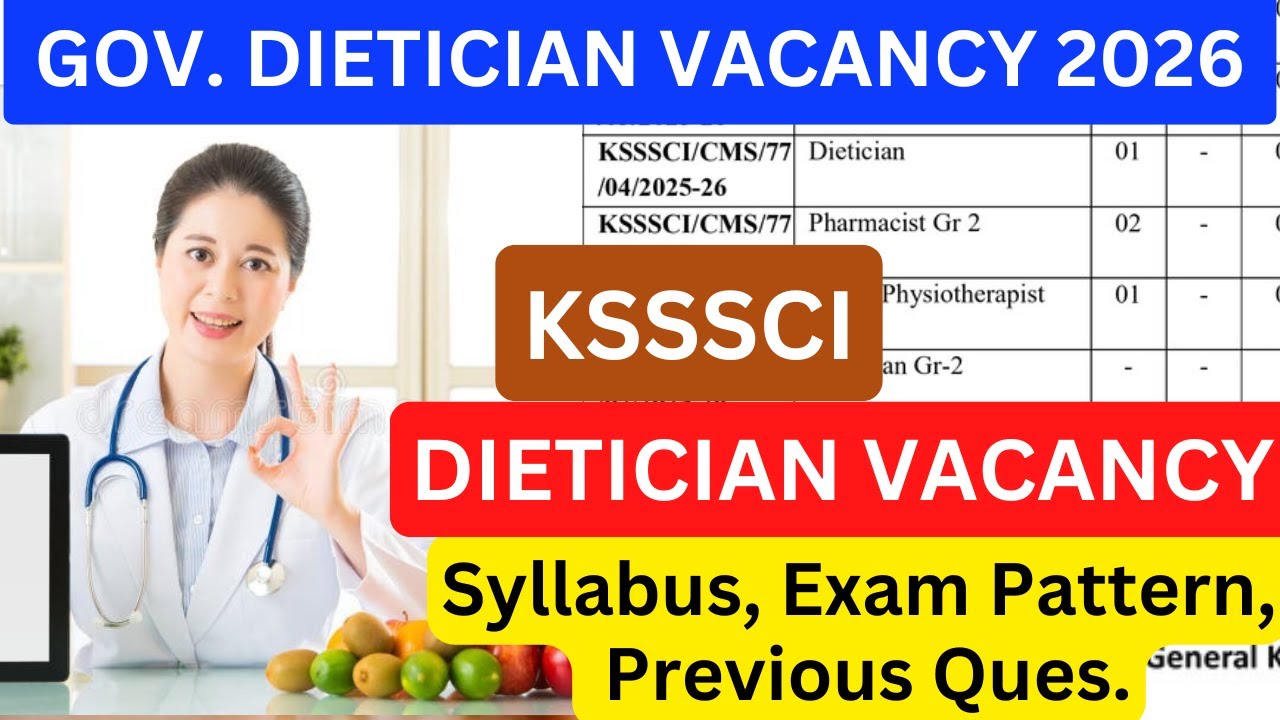 Government  Dietician Vacancy 2026 | KSSSCI Dietician Syllabus 