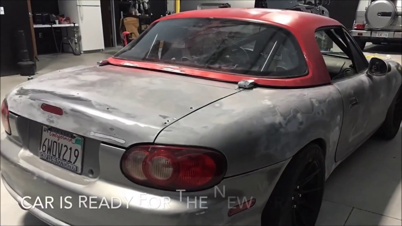 Customer wanted to wrap his Mazda Miata to Ferrari Red
