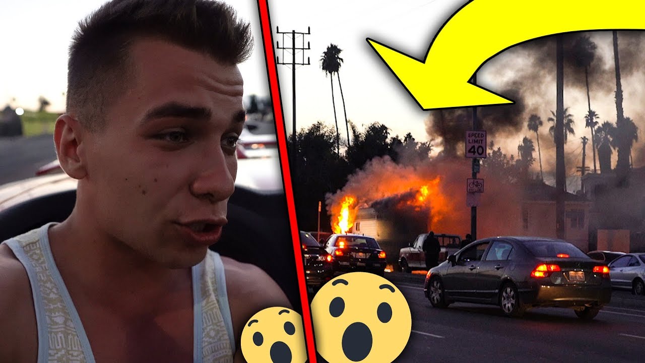 PŁONĄCE AUTO NA DRODZE! PIERWSZY DZIEŃ W LOS ANGELES