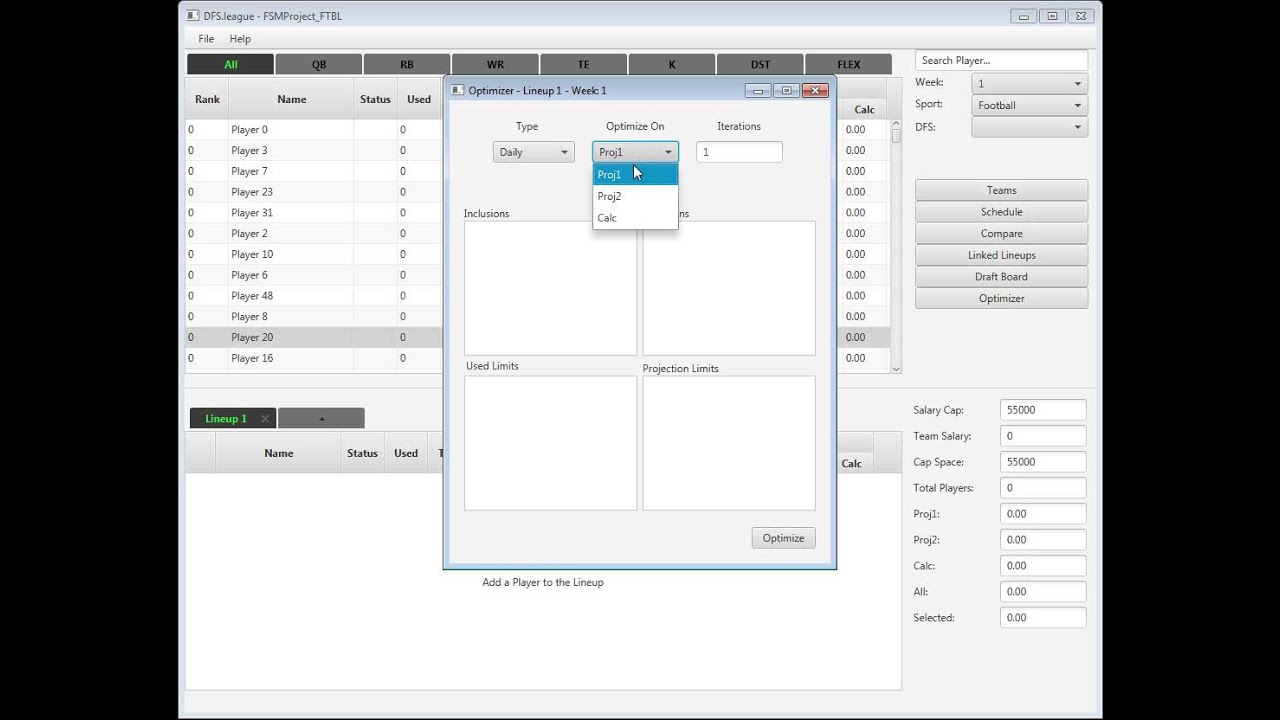 FSMProject FTBL Tutorial - Creating an Optimal Lineup