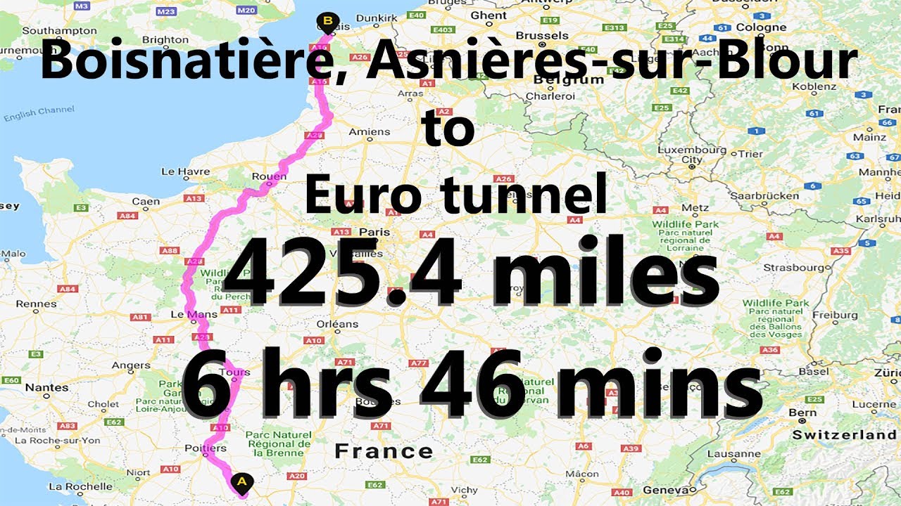 Driving in France Boisnatiere to Coquelles (eurotunnel).
