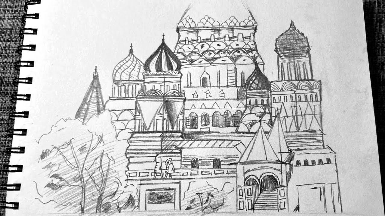 Draw Moscow red square sketch