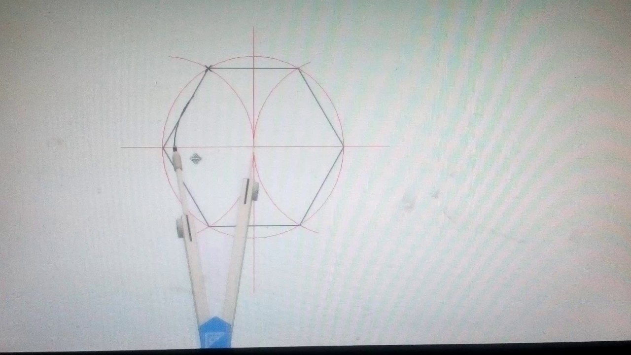 como dibujar la vista superior, de una tuerca hexagonal