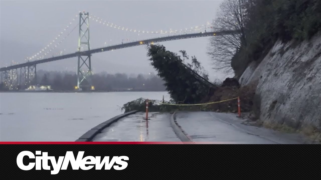 Mudslide closes off large stretch of Vancouver's Stanley Park seawall