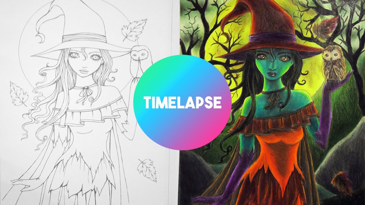 Autumn Fantasy Coloring Book by Molly Harrison TIMELAPSE