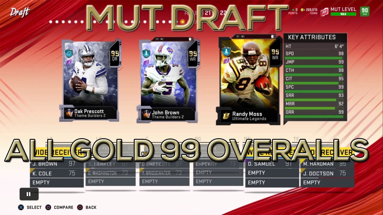 ALL GOLD 99 MUT DRAFT! MADDEN 20 DRAFT CHAMPIONS!!