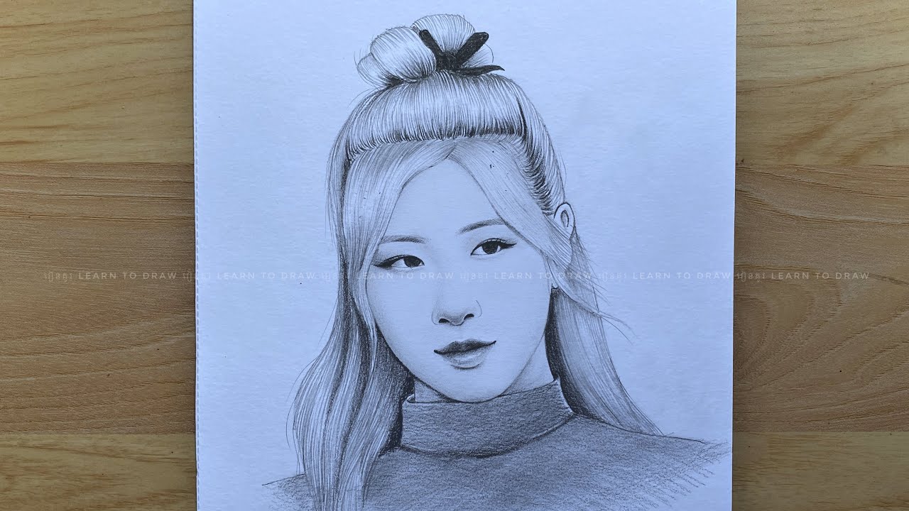 How to draw Rośe BlackPink | BlackPink drawing for beginners | pencil drawing tutorials | រៀនគូរ