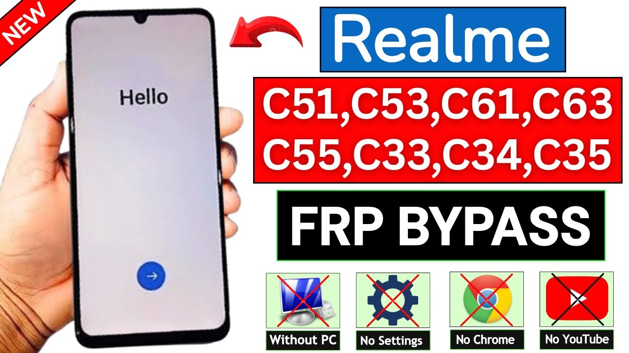 Realme C51/C61/C63/C53/C55/C33/C34/C35 FRP BYPASS 2025 (new update) Android 13/14 | Without Pc