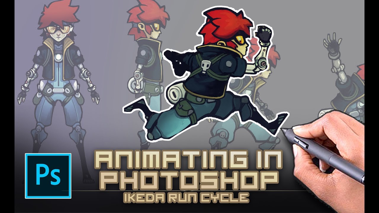 Animating in photoshop (for indie games) - Ikeda 8 frame run animation challenge.