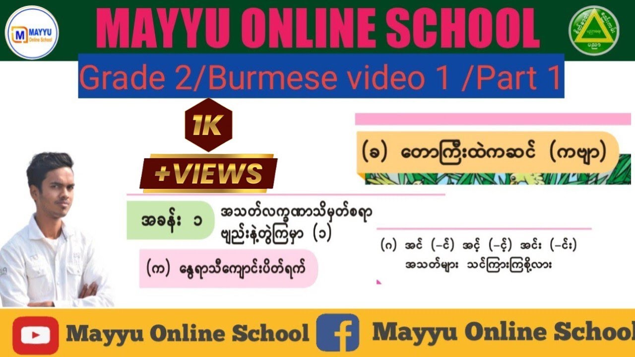 အခန်း (၁) (က) နွေရာသီကျောင်းပိတ်ရက် ဒုတိယတန်း  grade 2 Burmese သင်ရိုးသစ် သင်ကြားရေး ဗီဒီယိုများ