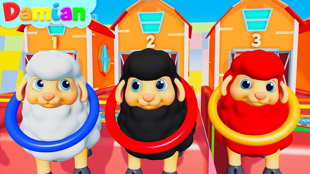 Baa Baa Black Sheep Song | Colorful Sheeps with Rings Game  | Damian Nursery Rhymes & Kids Songs