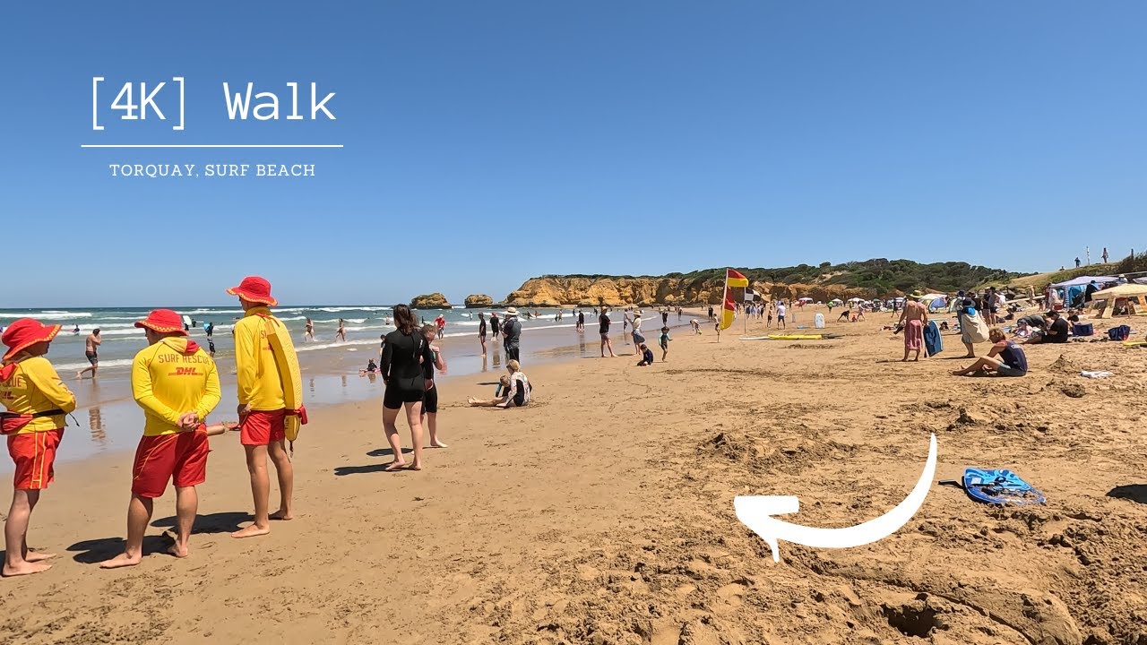 Melbourne's Surf Beach Hotspot // Torquay, Victoria [4K] Ambient Walk