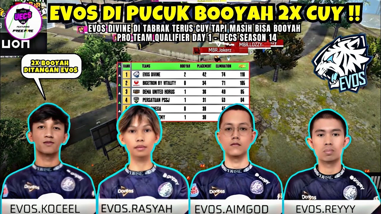 FULL HIGHLIGHT EVOS DIVINE BOOYAH 2X‼️FREE FIRE PRO TEAM QUALIFIER DAY 1 - UECS SEASON 14