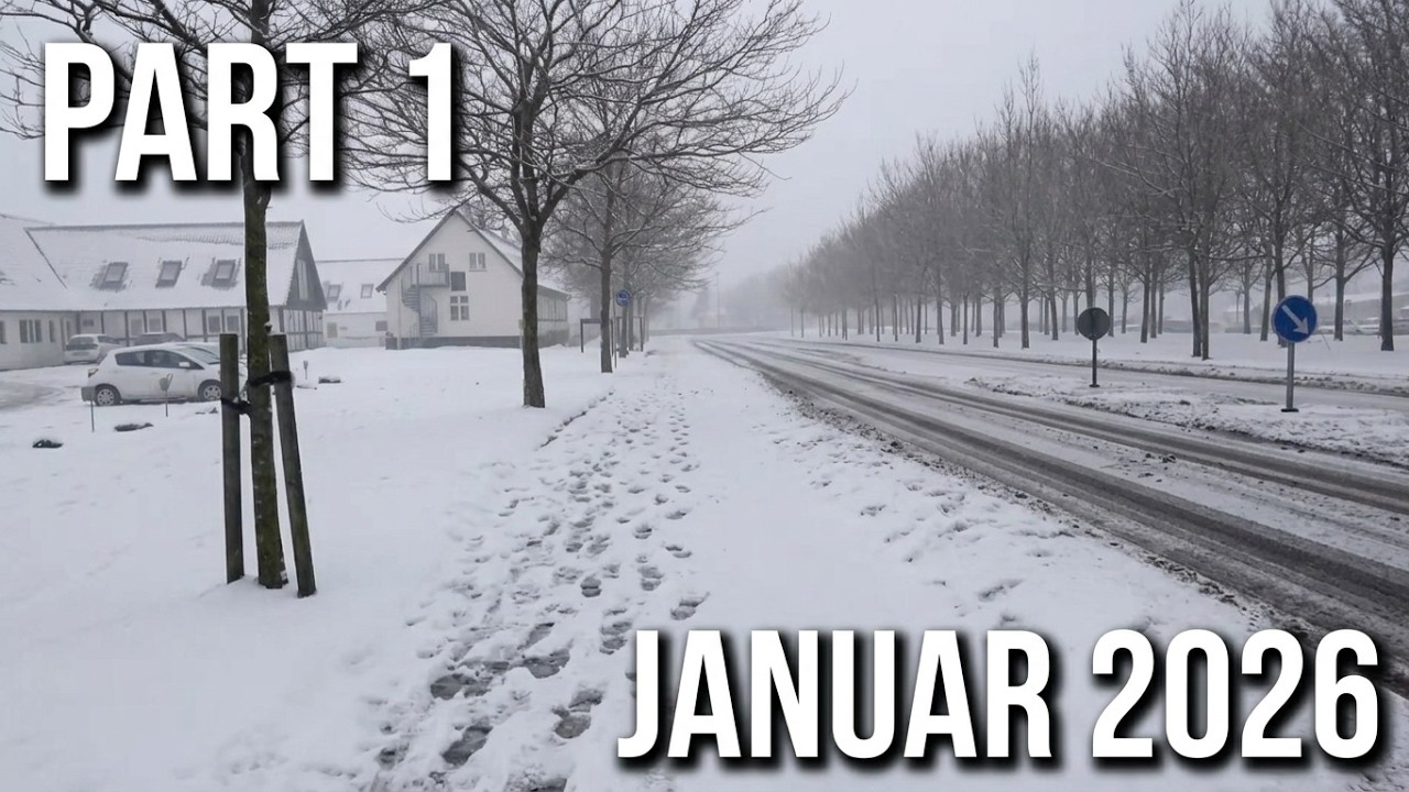 Gåtur i snevejr i Rønne på Bornholm, Fra Vibegård til Lidl med myldretid del 1 Januar 2026