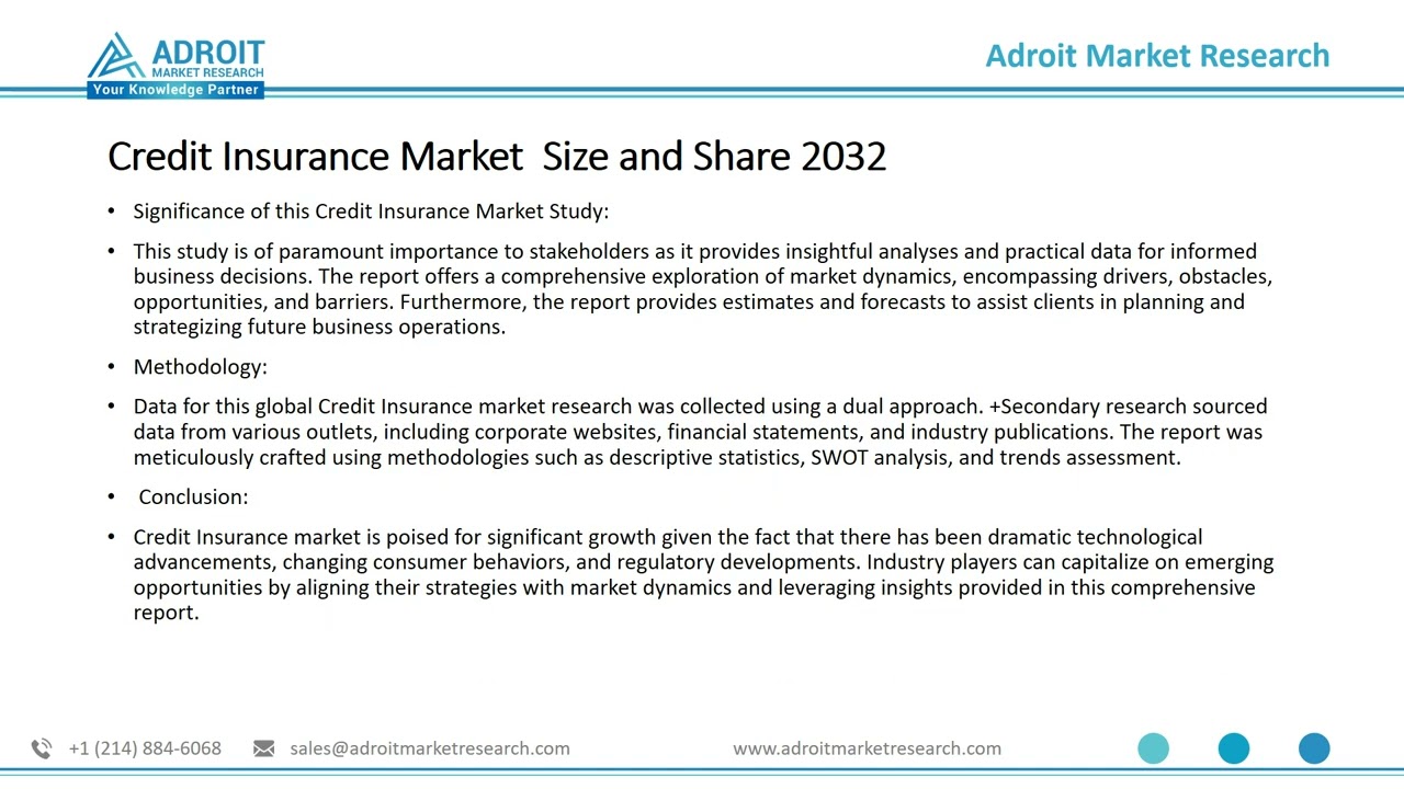 Credit Insurance Market Trends, Competitive analysis | Industry Growth Report 2032