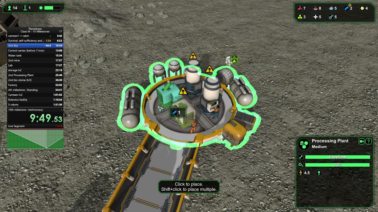 [PlanetBase] Class M 10 Milestones - 3:44:08 speedrun