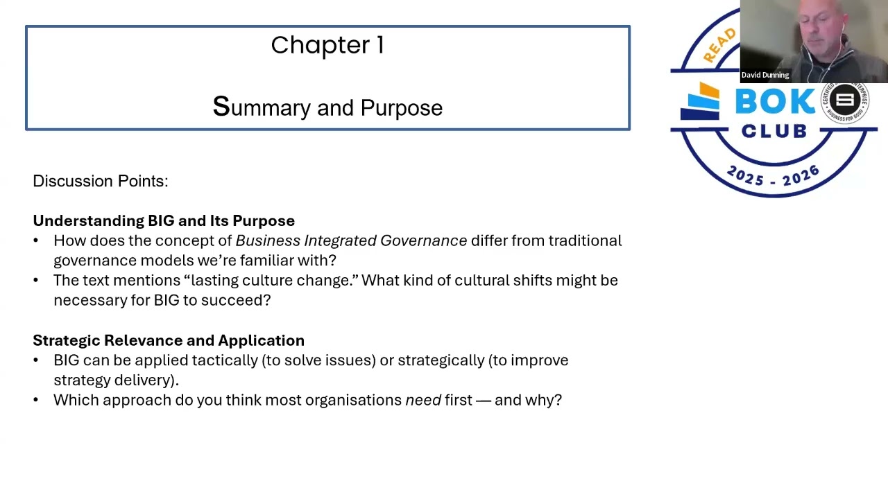 Business Integrated Governance - BoK Club Chapter 1 and 2