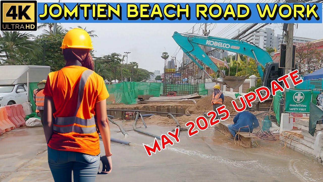 Jomtien Beach Road Road and Sidewalk work progress update as of 2nd May 2025 Pattaya Thailand