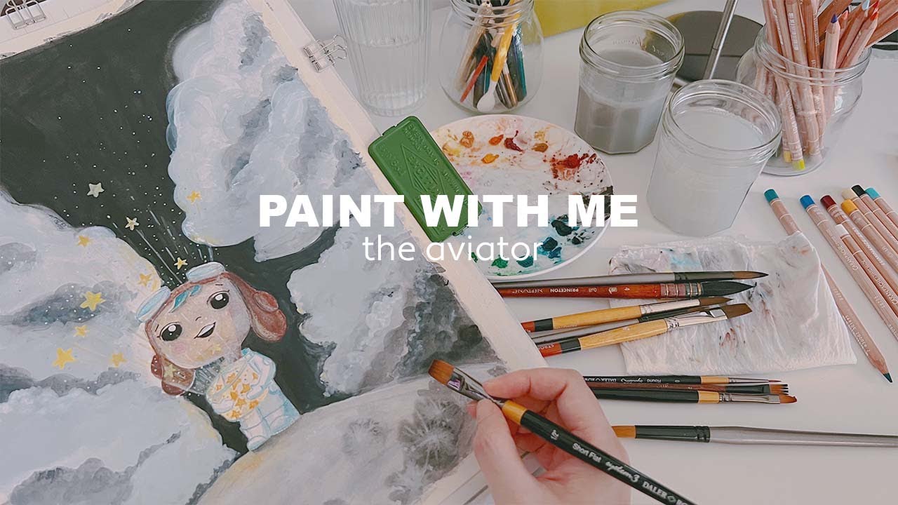 Paint With Me | Gouache and Colored Pencils | The Aviator