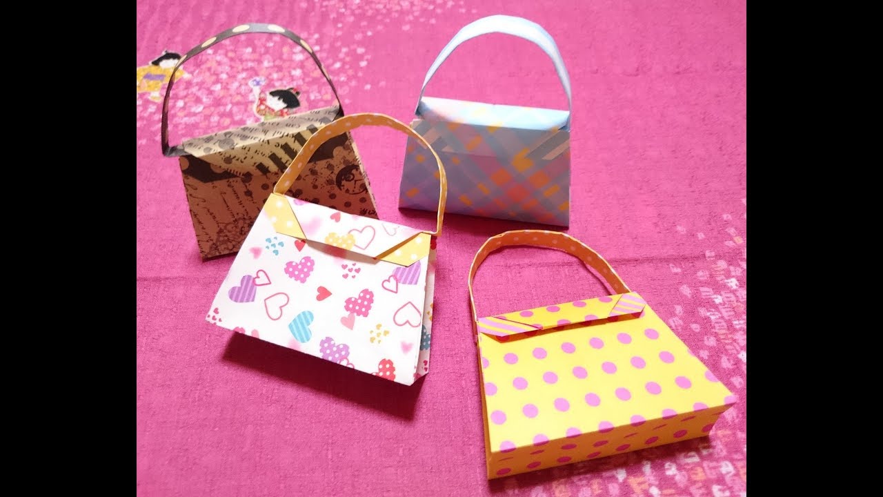 【実用使い】折り紙でハンドバッグの形をしたギフトバッグ