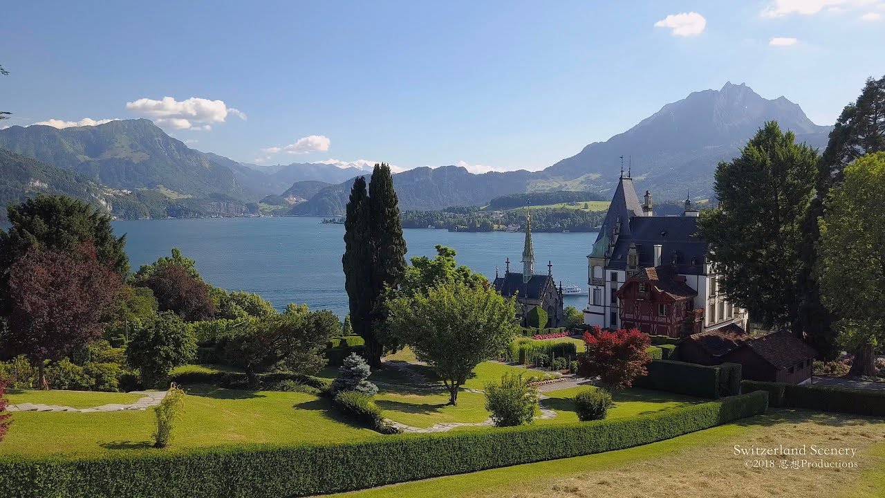 4K Meggenhorn Vierwaldstättersee Luzern SWITZERLAND アルプス山脈