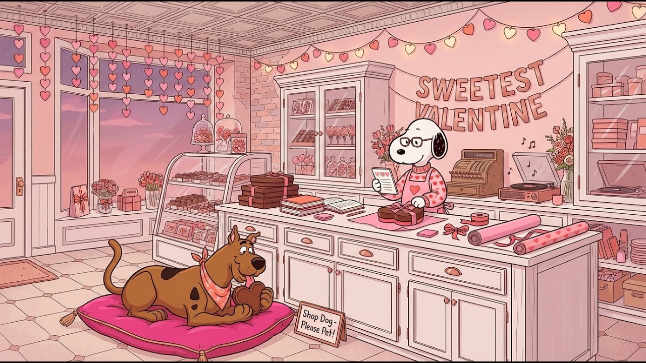 Snoopy Wrapping Valentine Chocolate Boxes 🍫💝 Warm Romantic Smooth Jazz for Focus, Study, and Exams 💖