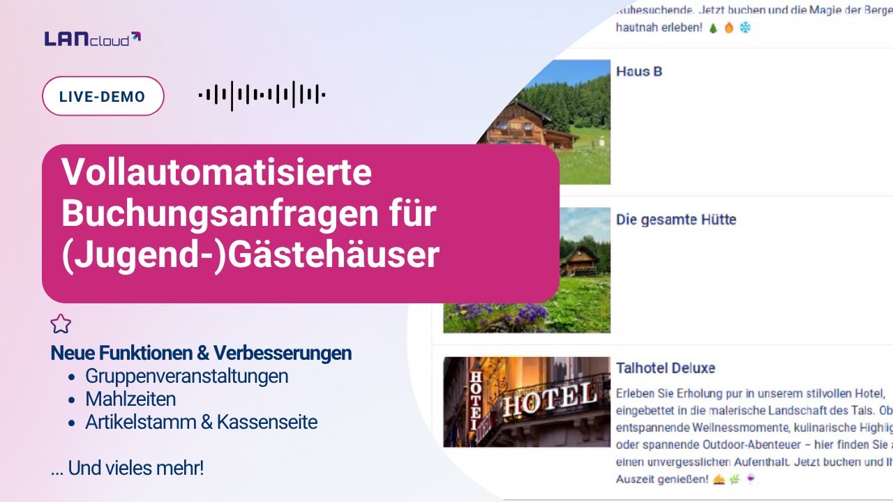 LANcloud: Vollautomatisierte Buchungsanfragen für (Jugend-)Gästehäuser