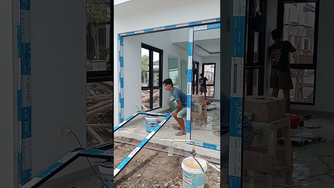 proses pasang rel pintu geser aluminium #pintu #aluminium #building