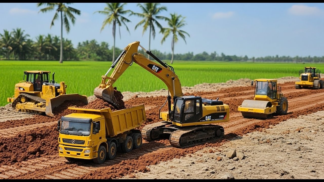 Amazing Miniature Road Construction   RC Excavator, Bulldozer & Trucks.