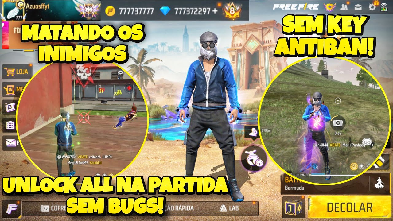 SAIU😱 UNLOCK ALL PEGANDO NA PARTIDA e MATANDO INIMIGOS SEM PING ALTO/ SEM KEY, ANTIBAN e 100% GRÁTIS