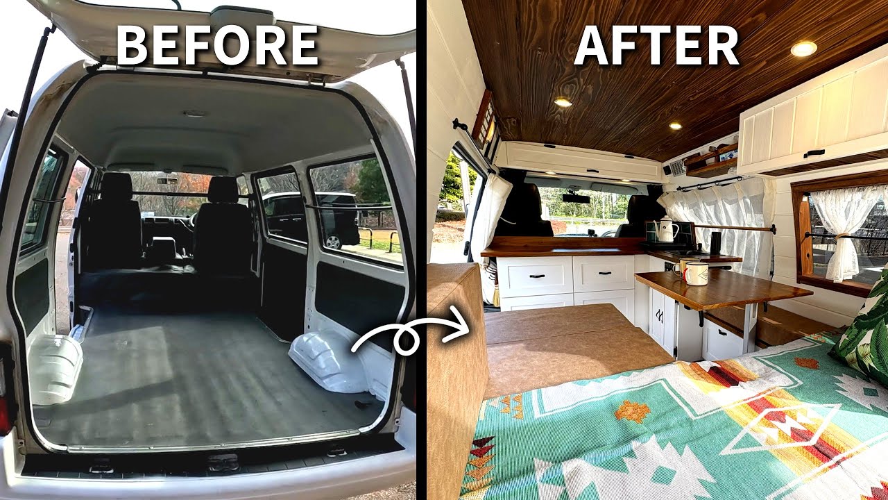 DIY Mini Camper Van Conversion. Full Build Timelapse / DIYで商用バンのボンゴをキャンピングカーに改造（タイムラプス）