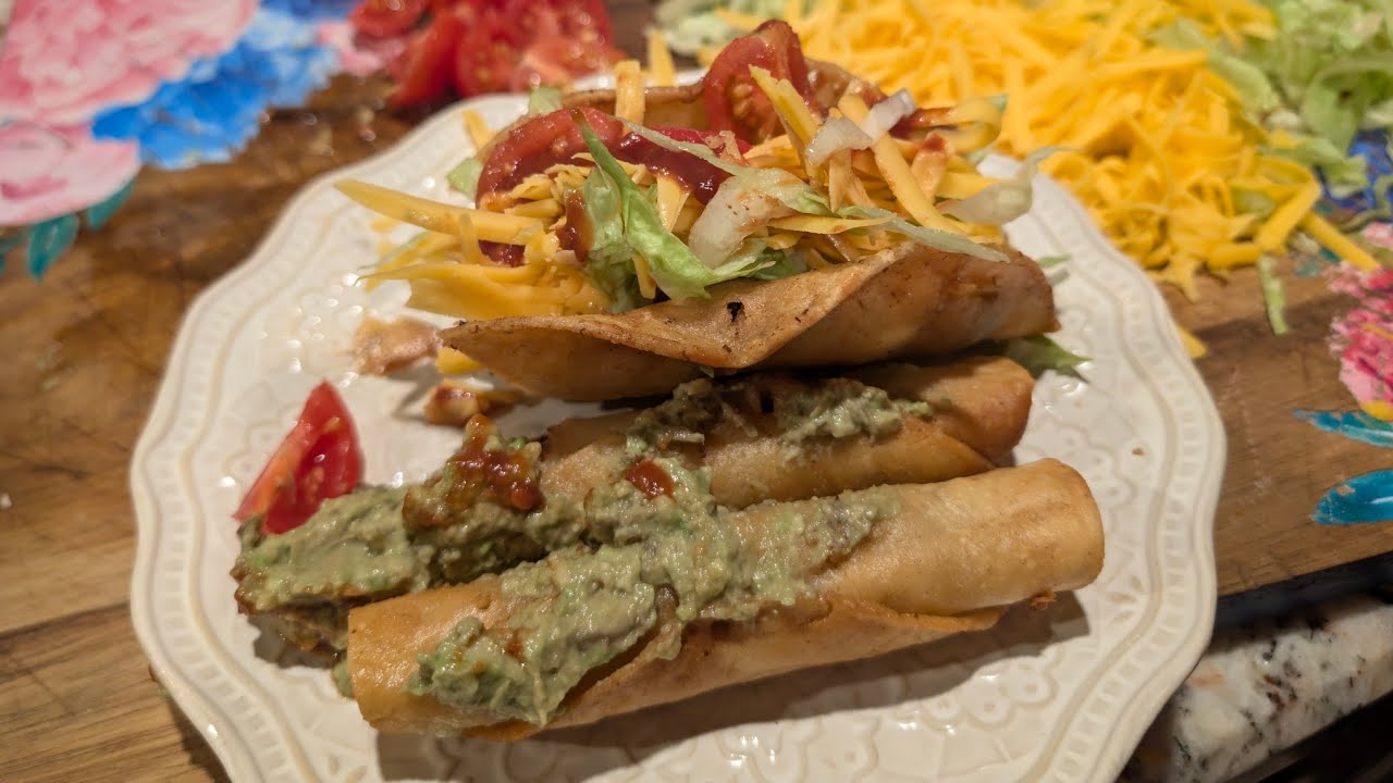 Shredded beef tacos & a side of Chicken Taquitos!