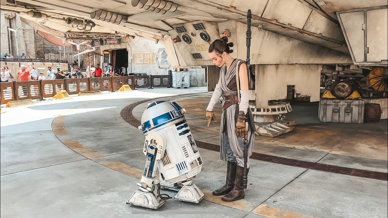 R2D2 annoys Rey 😂 Chewbacca greets guests at Galaxy's Edge #starwars