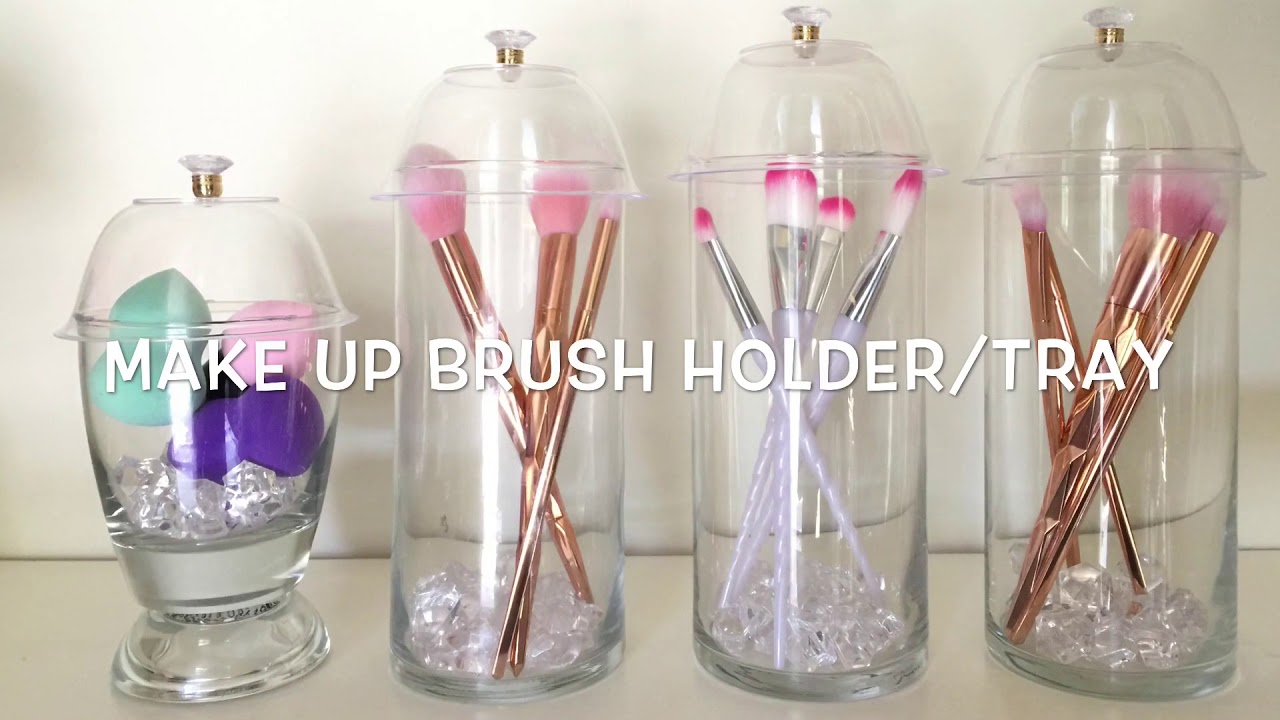 Dollar tree DIY/ Make up brush holder / Glam vanity tray