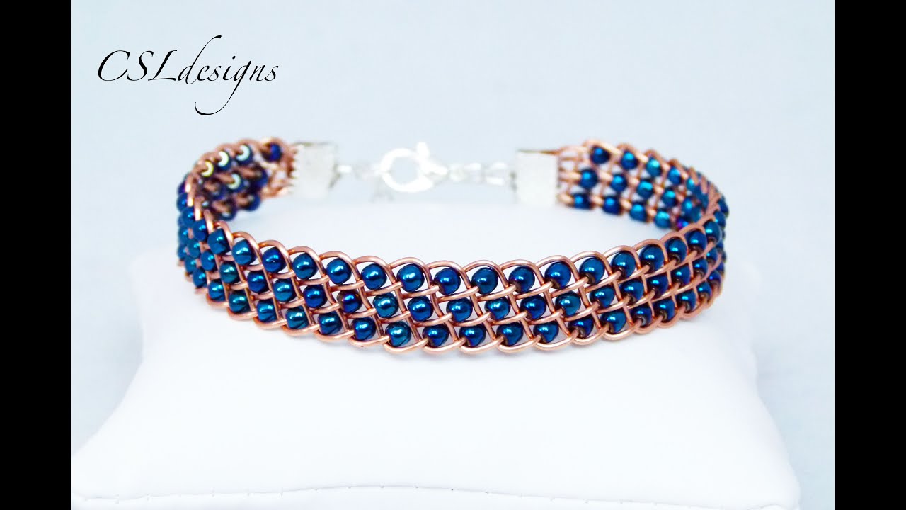 Fully beaded flat wirework kumihimo bracelet