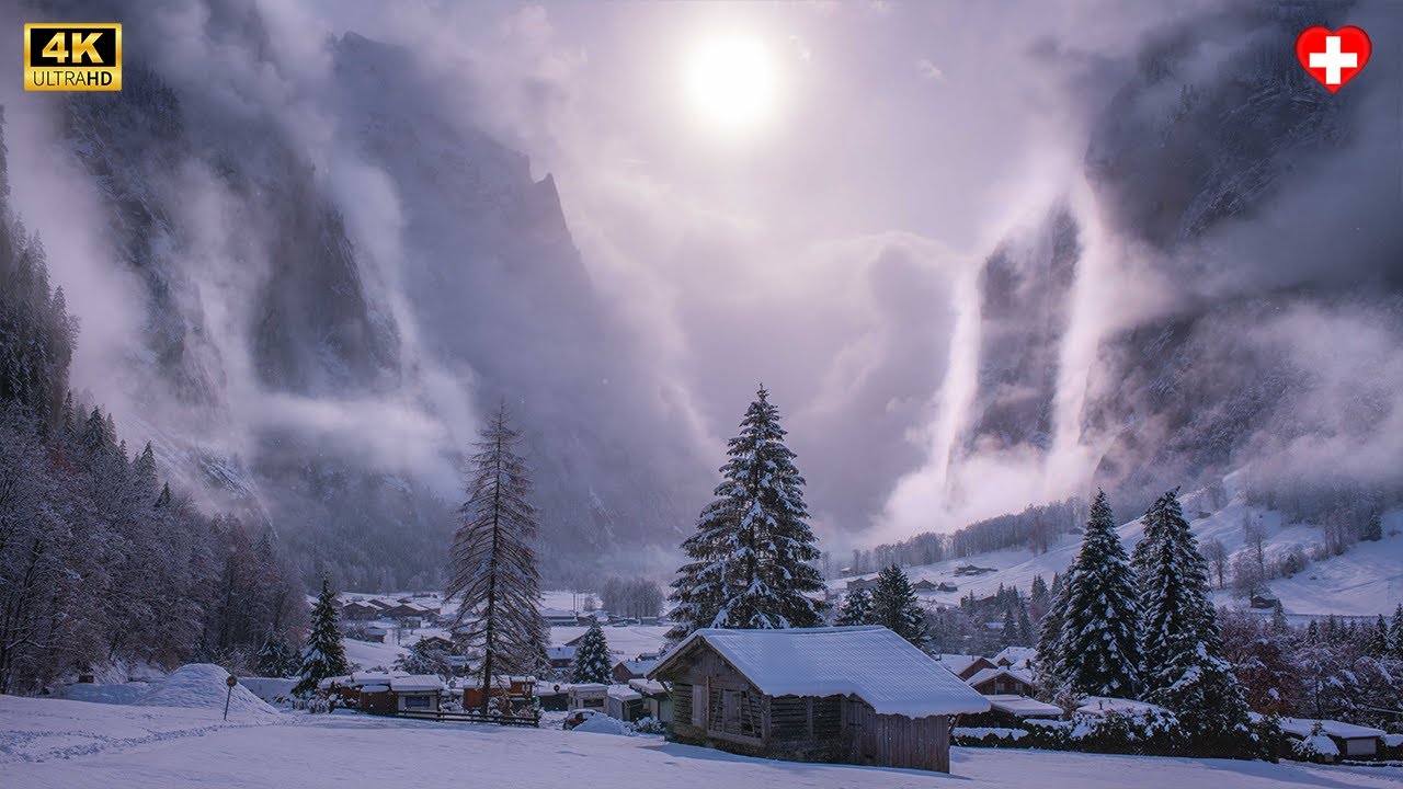 Winter in Lauterbrunnen Switzerland Bernese Oberland Jungfrau region
