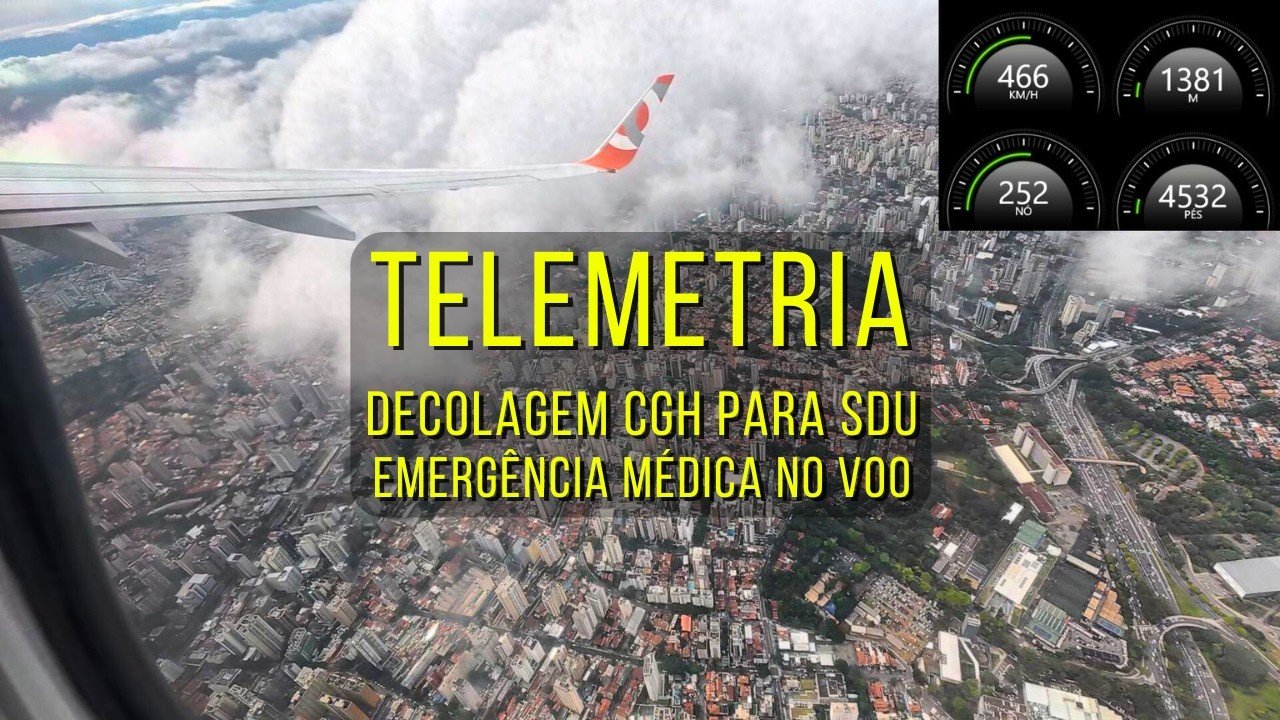 Decolagem real com telemetria e Emergência Médica a bordo! ASMR – Som real